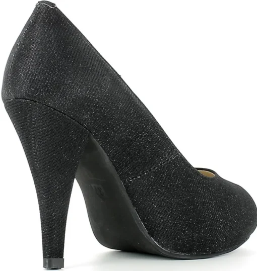 Glitzer Peeptoe Damen Schuhe - Schwarz