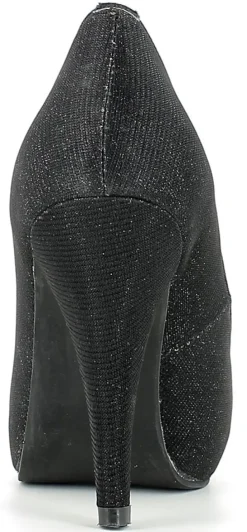 Glitzer Peeptoe Damen Schuhe - Schwarz