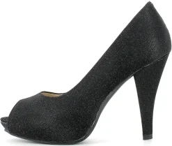 Glitzer Peeptoe Damen Schuhe - Schwarz