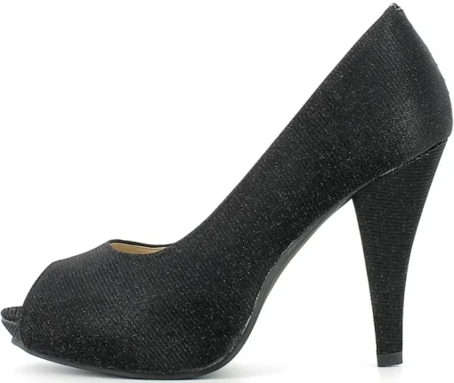 Glitzer Peeptoe Damen Schuhe - Schwarz