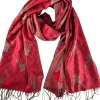 Halstuch Schal mit Hirschkopf Motiv 185 x 70 cm | Rot / Gold