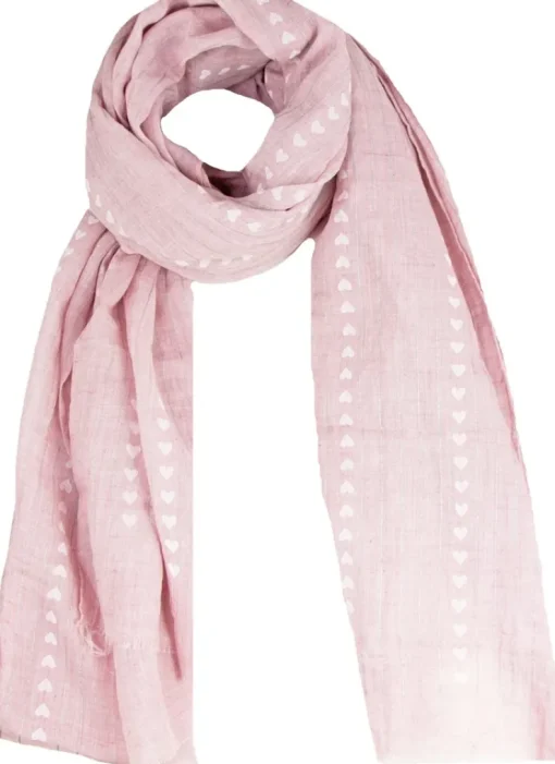 Halstuch Schal Unifarben mit Herzen und Glitzer Streifen 185 x 70 cm | Rosa