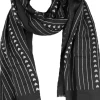 Halstuch Schal Unifarben mit Herzen und Glitzer Streifen 185 x 70 cm | Schwarz