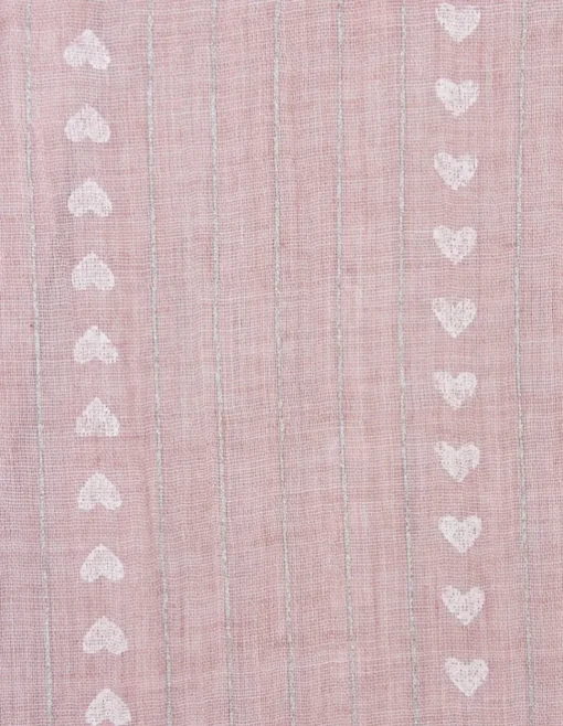 Halstuch Schal Unifarben mit Herzen und Glitzer Streifen 185 x 70 cm | Rosa
