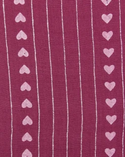 Halstuch Schal Unifarben mit Herzen und Glitzer Streifen 185 x 70 cm | Beere