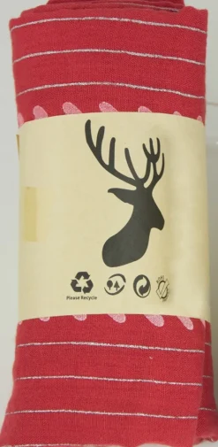 Halstuch Schal Unifarben mit Herzen und Glitzer Streifen 185 x 70 cm | Rot