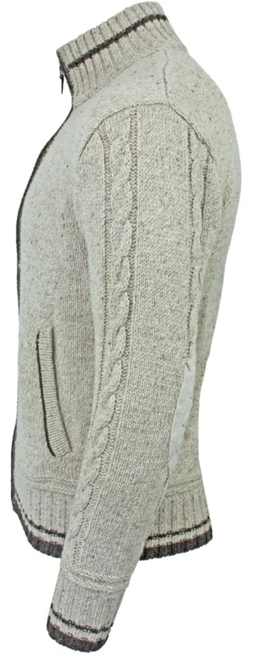 Herren Trachten Strickjacke Kunz Natur Braun