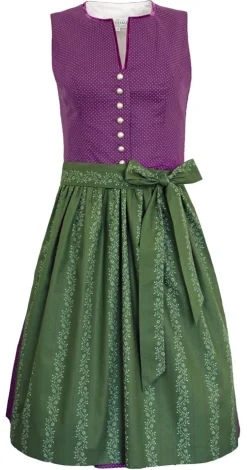 Hiebaum Damen Dirndl "Maria" -Traditionell | Lila Grün 60cm