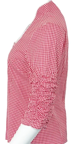 Hiebaum Damen Langarm Trachten Bluse "Nora" | Rot