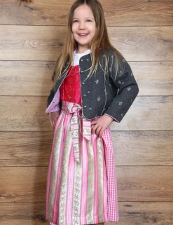 Hochwertige Trachtenjacke Mädchen Hüftlang Grau