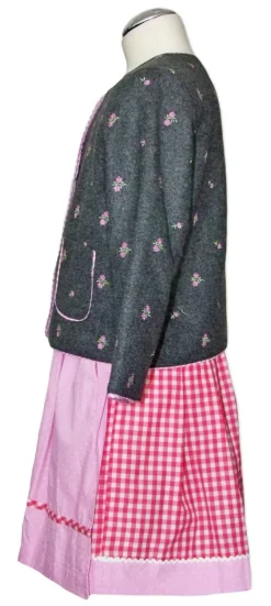 Hochwertige Trachtenjacke Mädchen Hüftlang Grau