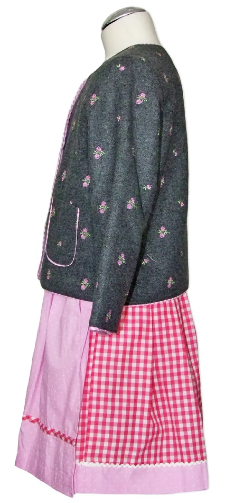 Hochwertige Trachtenjacke Mädchen Hüftlang Grau