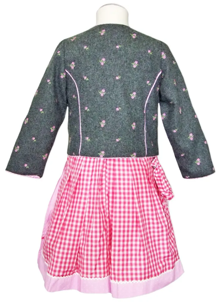 Hochwertige Trachtenjacke Mädchen Hüftlang Grau