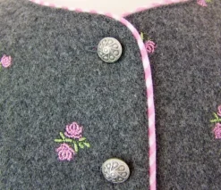 Hochwertige Trachtenjacke Mädchen Hüftlang Grau