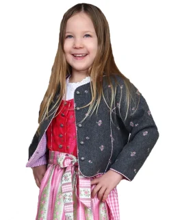 Hochwertige Trachtenjacke Mädchen Hüftlang Grau