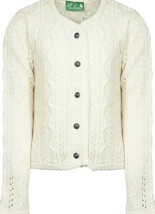 Huber Trachten Strickjacke "Alia" für Mädchen | Creme Weiß