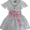 Isar-Trachten Baby Dirndl "Maite" 3-tlg. mit Bluse 63001 | Weiß Rosa