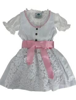 Isar-Trachten Baby Dirndl "Maite" 3-tlg. mit Bluse 63001 | Weiß Rosa