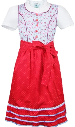 Isar-Trachten Dirndl "Paula" 3-tlg. mit Bluse 64296 | Hellblau Rot