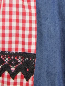 Isar-Trachten Jugend Dirndl "Laura" Jeanslook 44937 | Blau Rot