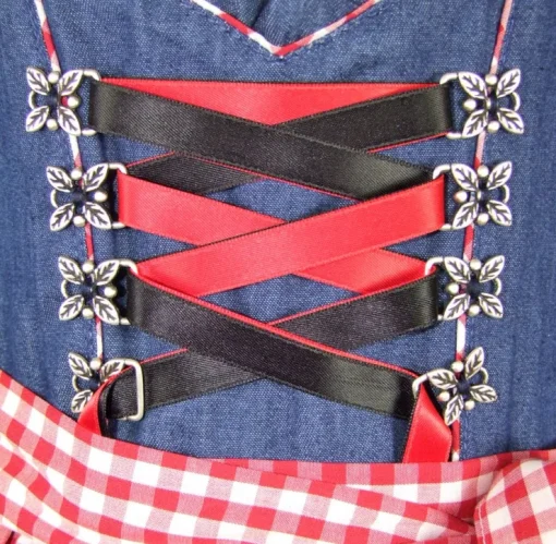 Isar-Trachten Jugend Dirndl "Laura" Jeanslook 44937 | Blau Rot