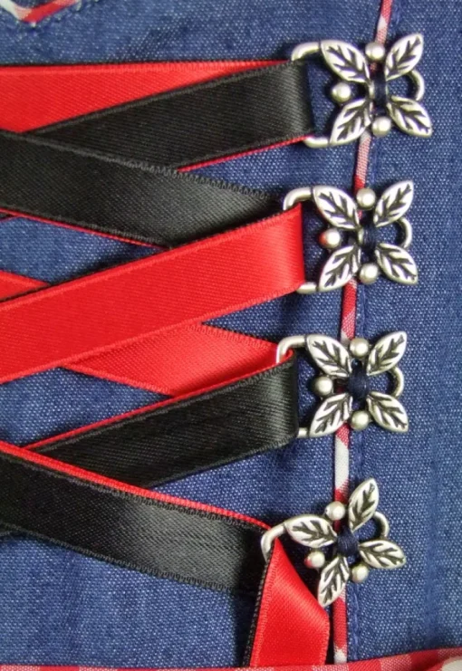 Isar-Trachten Jugend Dirndl "Laura" Jeanslook 44937 | Blau Rot