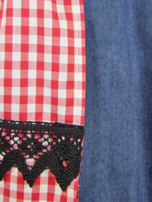 Isar-Trachten Jugend Dirndl "Laura" Jeanslook 44937 | Blau Rot