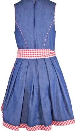 Isar-Trachten Jugend Dirndl "Laura" Jeanslook 44937 | Blau Rot