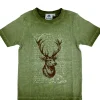 Isar-Trachten Jungen T-Shirt mit Hirschmotiv 52780 | Olivgrün