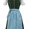 Isar-Trachten Kinder Dirndl "Lotte" 3-tlg. mit Bluse 52418 | Grün Blau