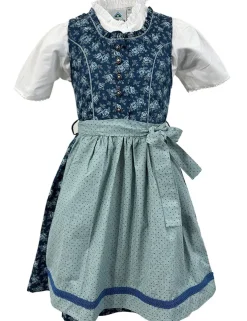 Isar-Trachten Kinder Dirndl "Emma" 3-tlg. mit Bluse 63112 | Blau