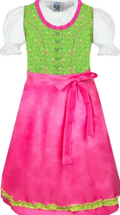 Isar-Trachten Kinder Dirndl "Mandy" 3-tlg. mit Bluse 64143 | Festlich Pink Grün