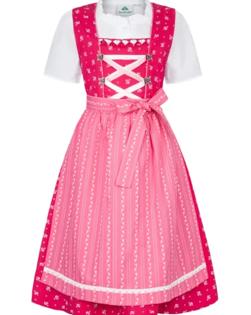 Isar-Trachten Kinder Dirndl "Victoria" 3-tlg. mit Bluse 52415 | Pink Rosa