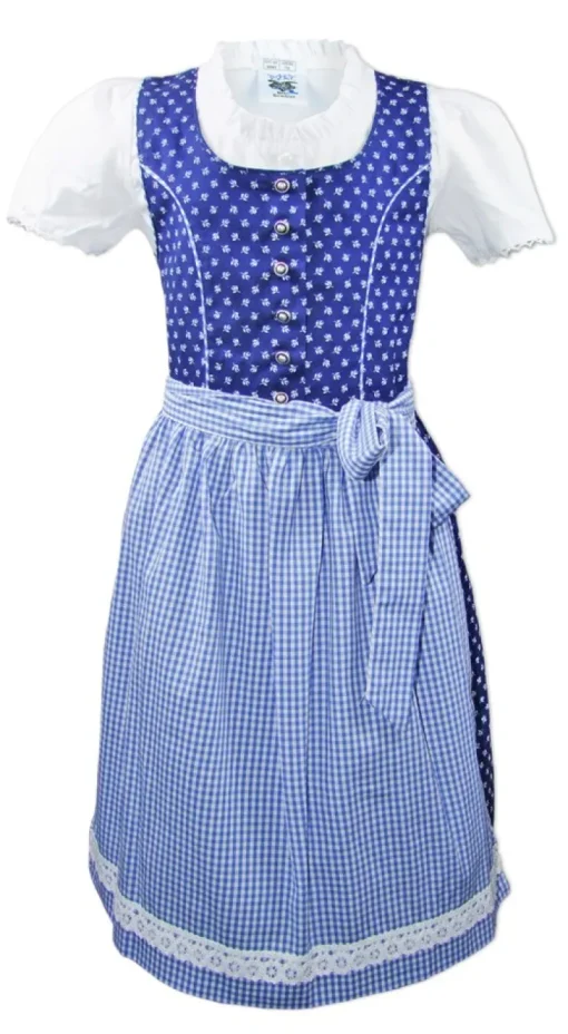 Isar-Trachten Kinder Dirndl "Melanie" 3-tlg. mit Bluse 64376 | Traditionell Blau