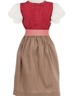 Isar-Trachten Kinder Dirndl "Nadine" 3-tlg. mit Bluse 43232 | Festlich Beere Taupe