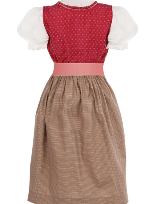 Isar-Trachten Kinder Dirndl "Nadine" 3-tlg. mit Bluse 43232 | Festlich Beere Taupe