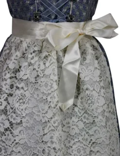 Isar-Trachten Kinder Dirndl "Sarah" 3-tlg. mit Bluse Spitzenschürze 63202 | Blau Creme