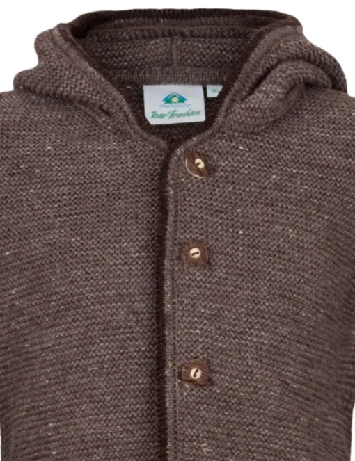 Isar-Trachten Kinder Janker mit Kapuze 47083 | Strickjacke Mode Braun