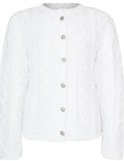 Isar-Trachten Kinder Strickjacke "Leonie" Ajourmuster 47063 | Weiß