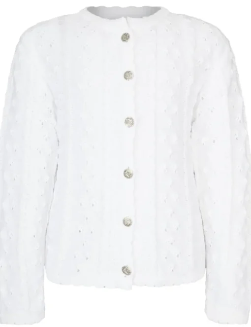 Isar-Trachten Kinder Strickjacke "Leonie" Ajourmuster 47063 | Weiß