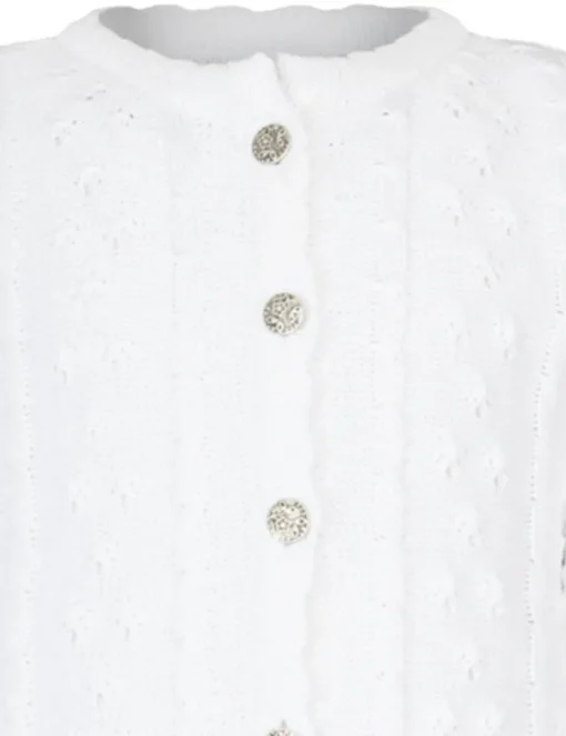 Isar-Trachten Kinder Strickjacke "Leonie" Ajourmuster 47063 | Weiß