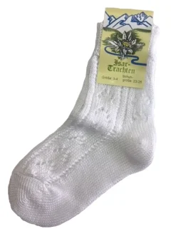 Isar-Trachten Kurze Kinder Strümpfe Ajourmuster 11041 | Weiß