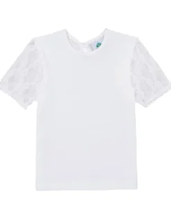 Isar-Trachten Mädchen T-Shirt mit Spitzenärmeln 52730 | Weiß
