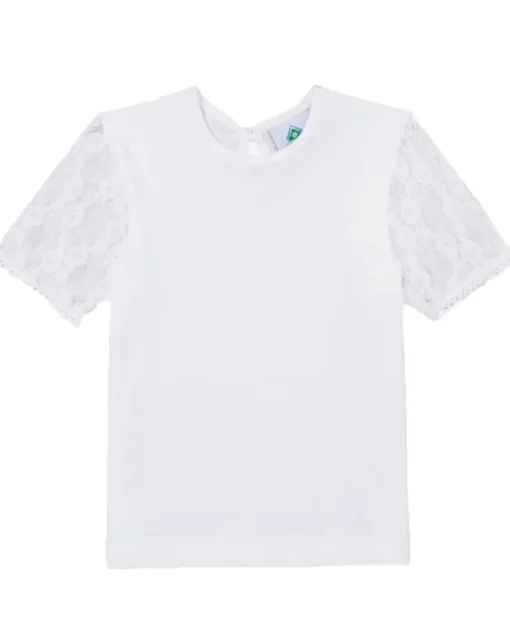 Isar-Trachten Mädchen T-Shirt mit Spitzenärmeln 52730 | Weiß