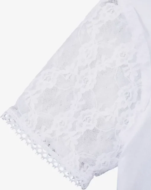Isar-Trachten Mädchen T-Shirt mit Spitzenärmeln 52730 | Weiß
