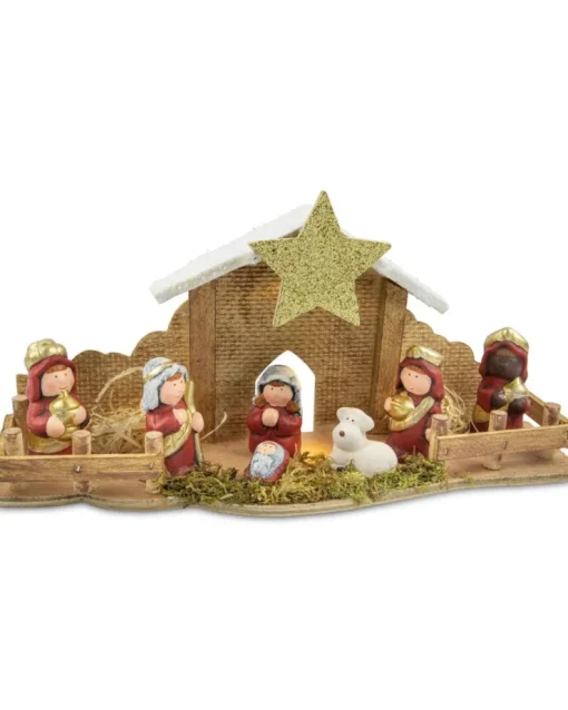 Kinderkrippe Weihnachtskrippe mit LED Beleuchtung | 12476