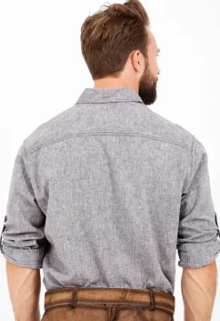 Krüger BUAM Trachtenhemd Luis - Grau / Braun