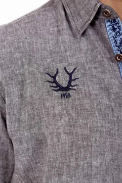 Krüger BUAM Trachtenhemd Luis - Grau / Braun