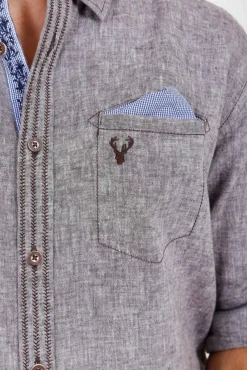 Krüger BUAM Trachtenhemd Luis - Grau / Braun