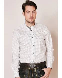 Krüger BUAM Trachtenhemd "Johann" mit Muster 912467 | Weiß Grün